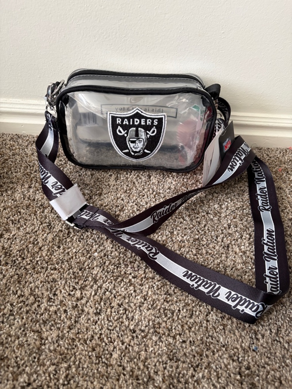 Raiders Clear Crossbody Belt Bag - Black and White